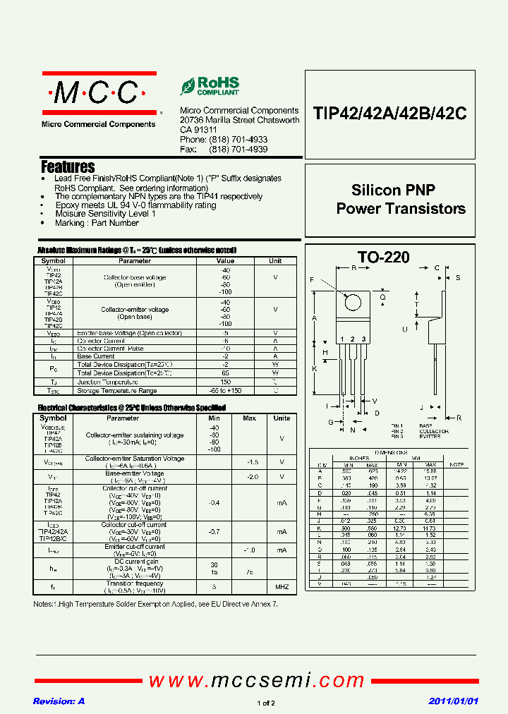 TIP42_8877436.PDF Datasheet