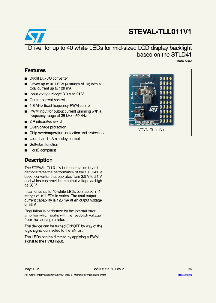 STEVAL-TLL011V1_8881285.PDF Datasheet