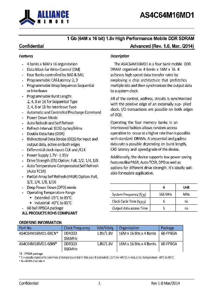 AS4C64M16MD1_8887005.PDF Datasheet