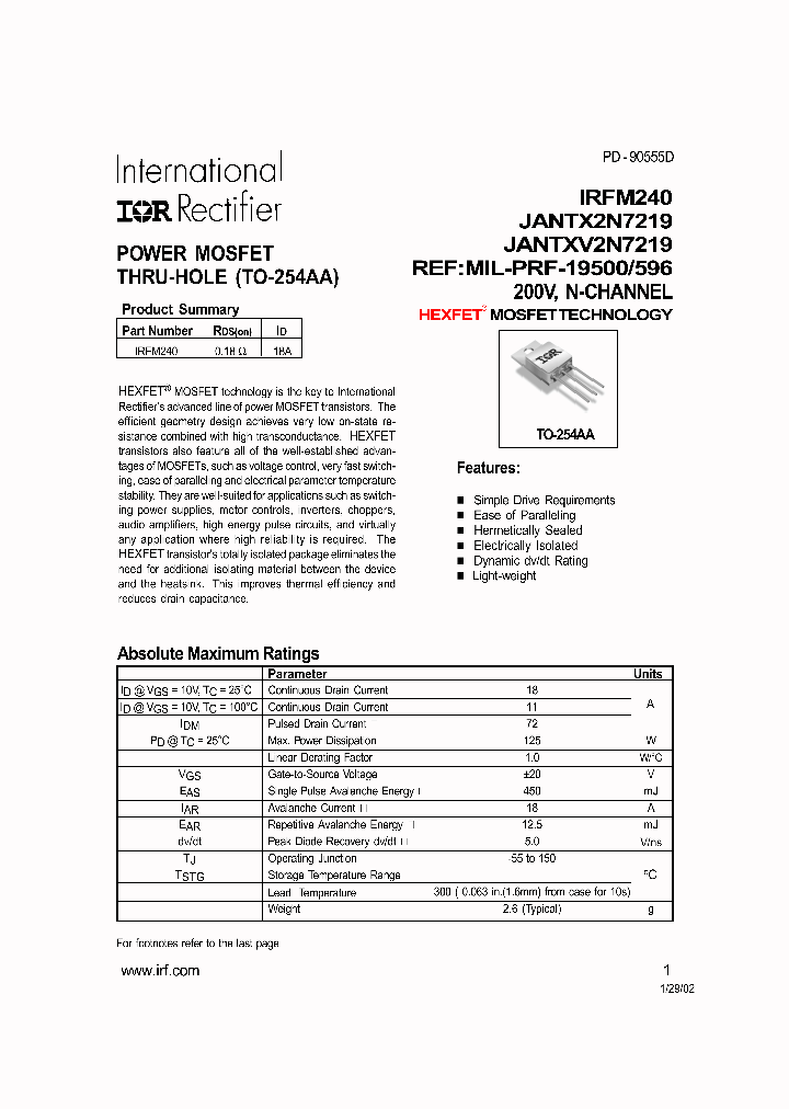 IRFM240_8890505.PDF Datasheet