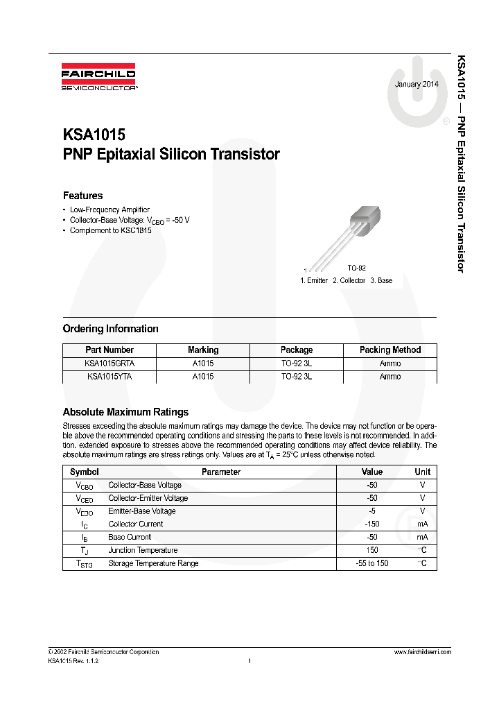 KSA1015OBU_8896092.PDF Datasheet