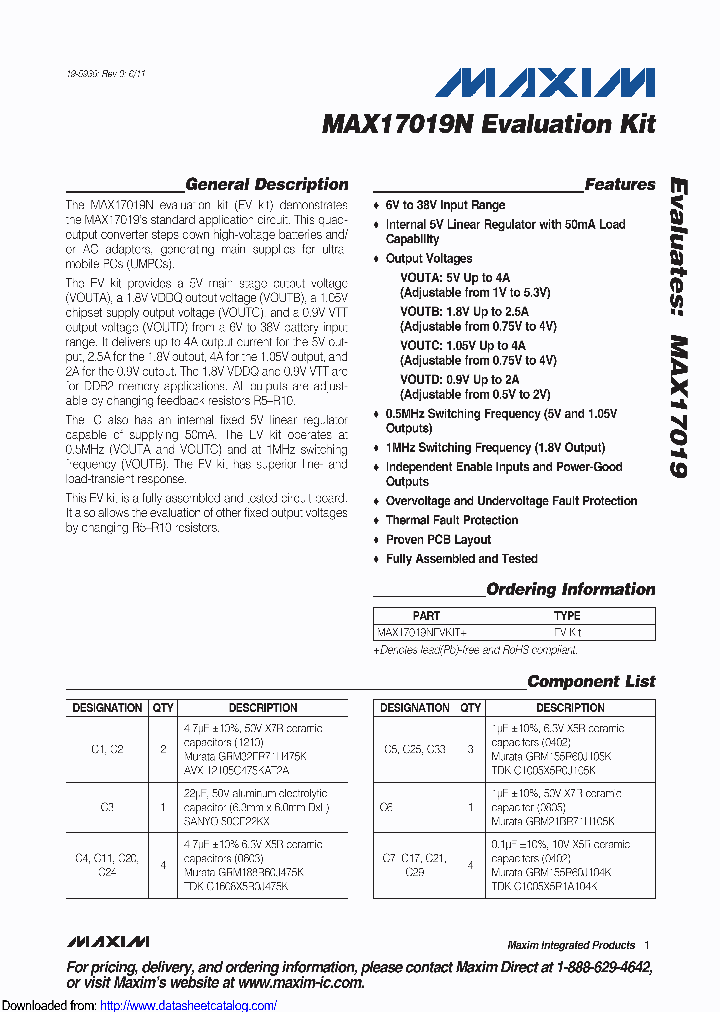MAX17019NEVKIT_8908605.PDF Datasheet