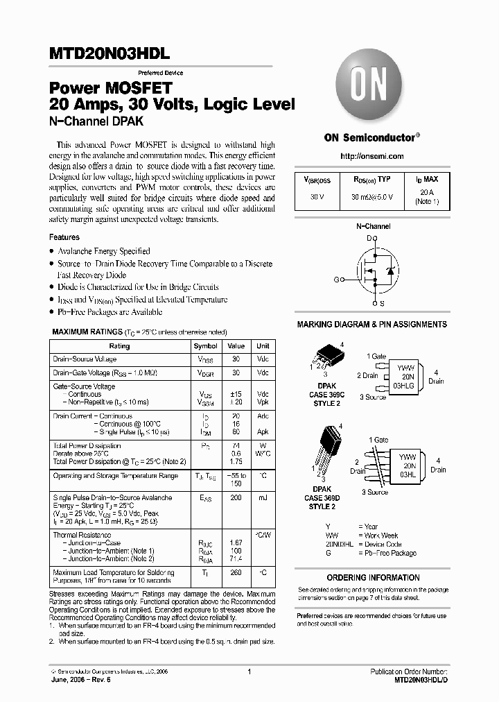 MTD20N03HDLG_8911168.PDF Datasheet