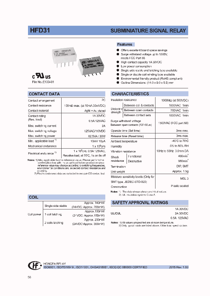 HFD315-L1SR_8916550.PDF Datasheet