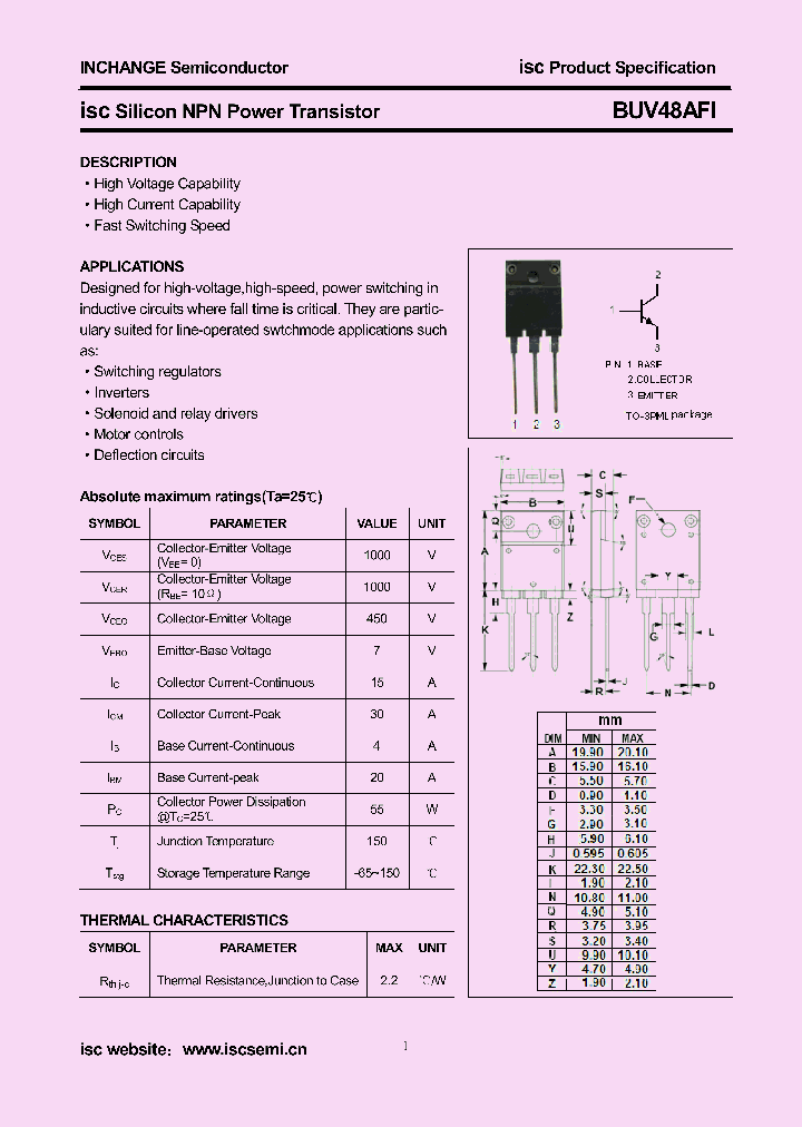 BUV48AFI_8923937.PDF Datasheet