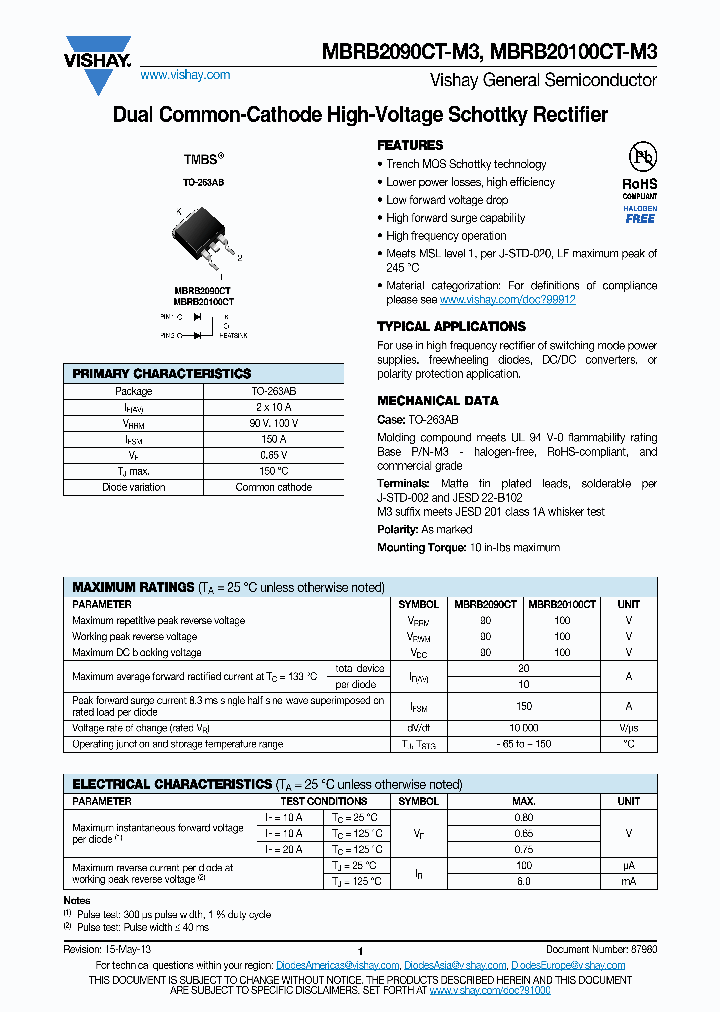 MBRB20100CT-M3_8924010.PDF Datasheet