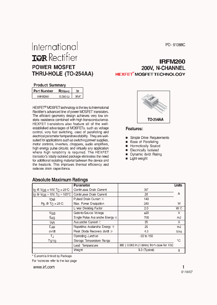 IRFM260_8930044.PDF Datasheet