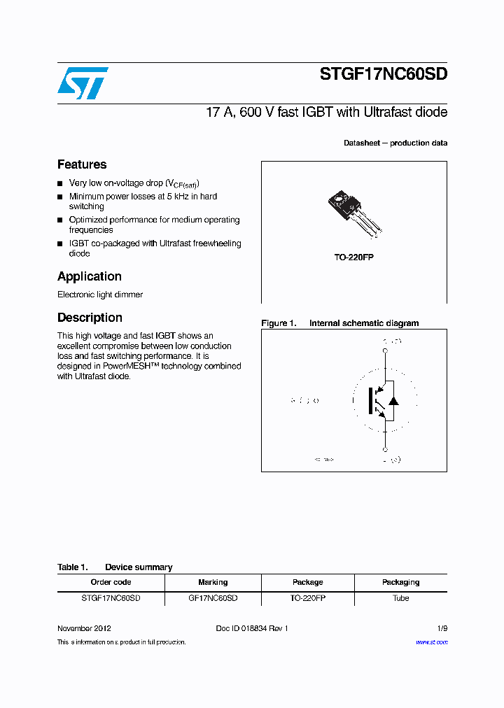 STGF17NC60SD_8945019.PDF Datasheet