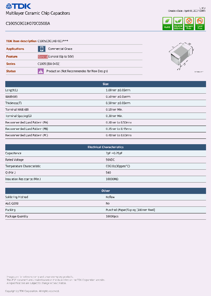 C1005C0G1H070C050BA-17_8946257.PDF Datasheet