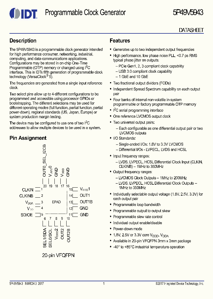 5P49V5943BDDDNDGI_8950520.PDF Datasheet