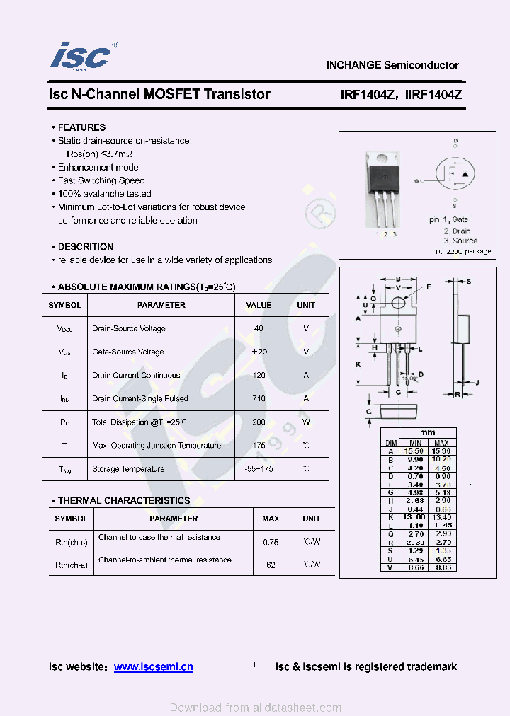 IRF1404Z_8960935.PDF Datasheet