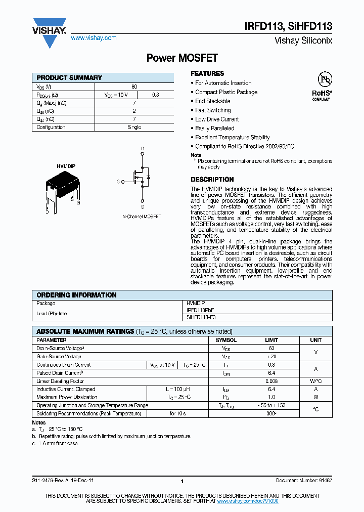 SIHFD113_8961854.PDF Datasheet