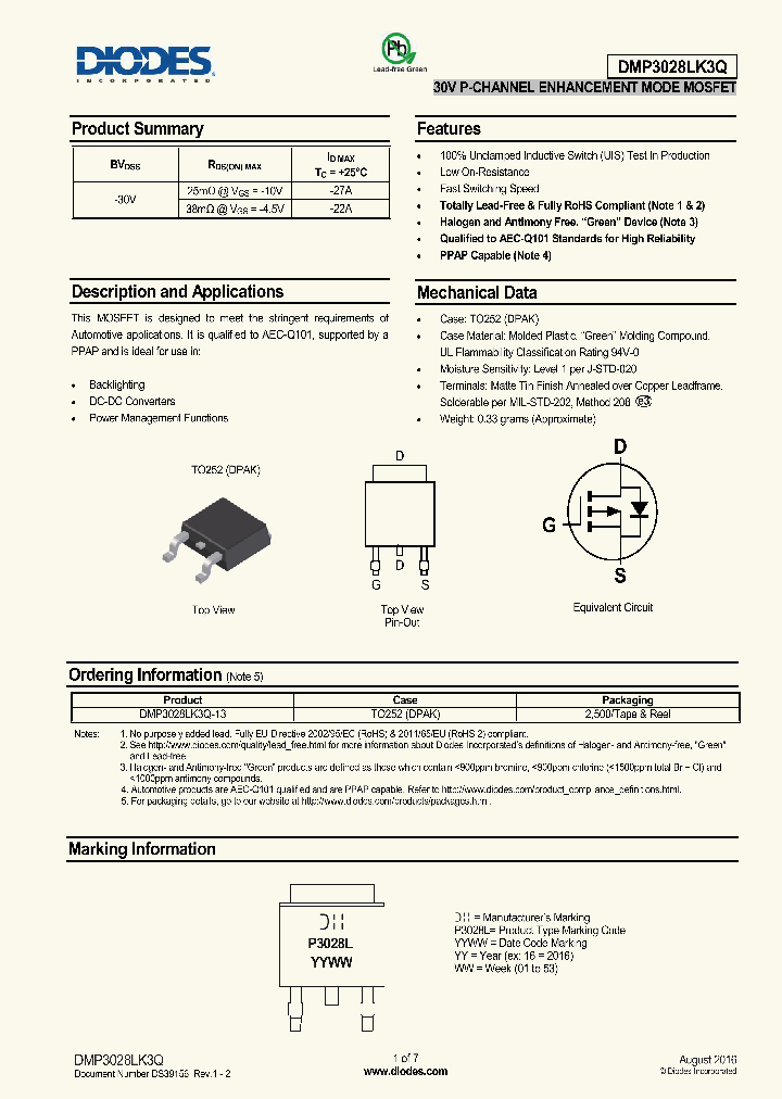 DMP3028LK3Q-13_8965507.PDF Datasheet
