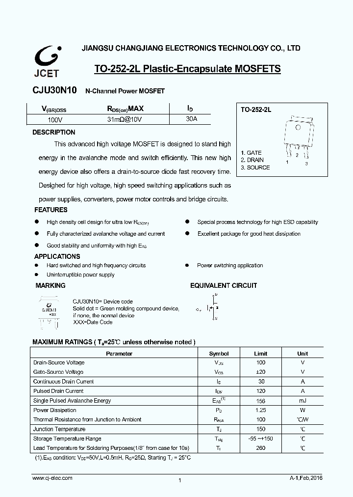 CJU30N10_8968632.PDF Datasheet