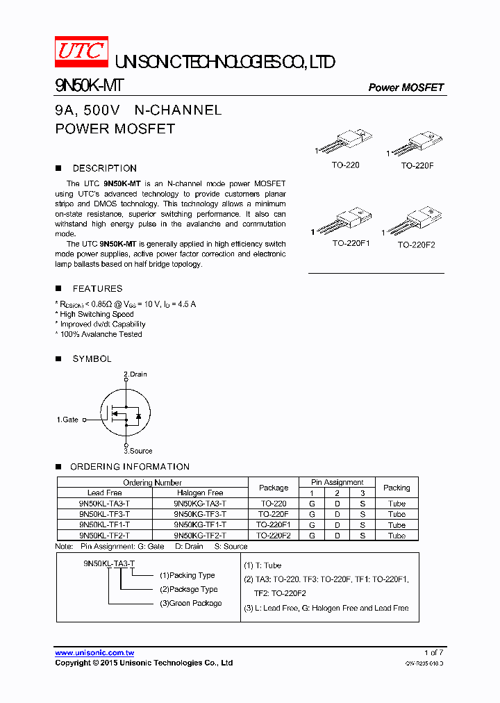 9N50KG-TA3-T_8976294.PDF Datasheet