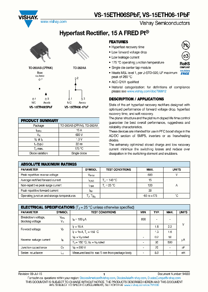 VS-15ETH06-1PBF_8981906.PDF Datasheet