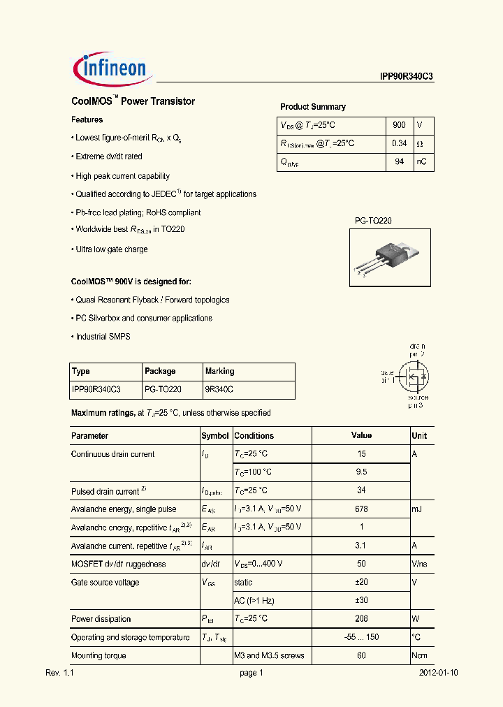 IPP90R340C3-12_8984909.PDF Datasheet
