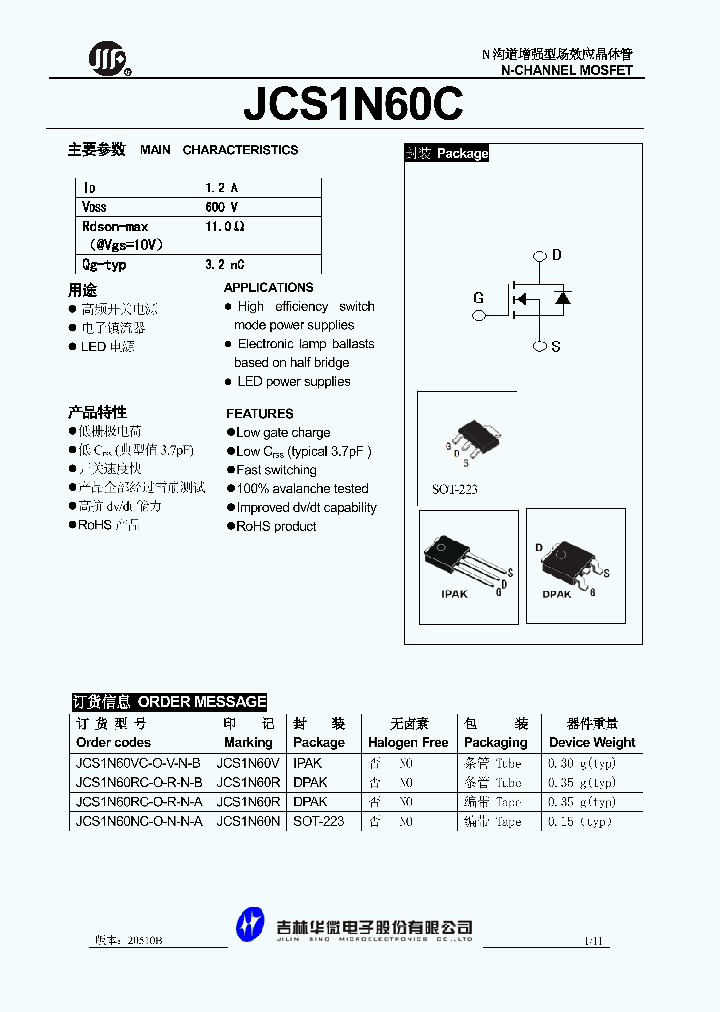 JCS1N60C_8985607.PDF Datasheet