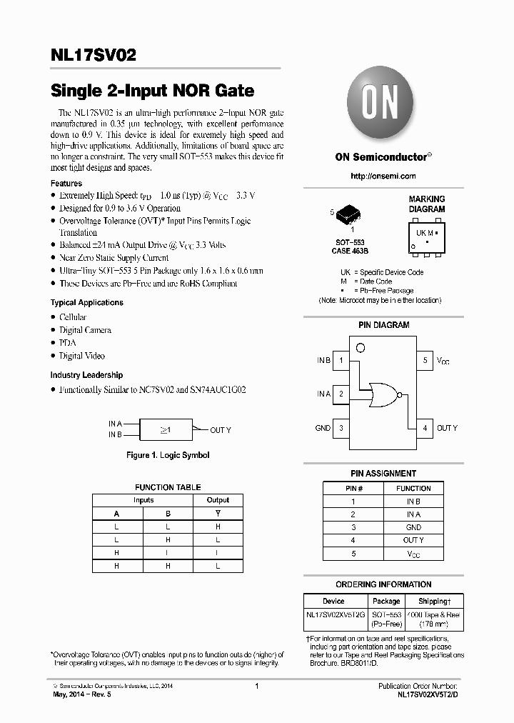 NL17SV02XV5T2G_8990807.PDF Datasheet