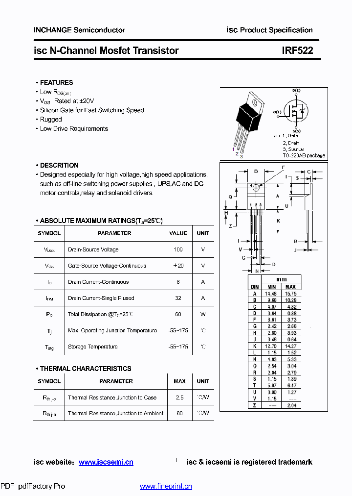 IRF522_9001718.PDF Datasheet