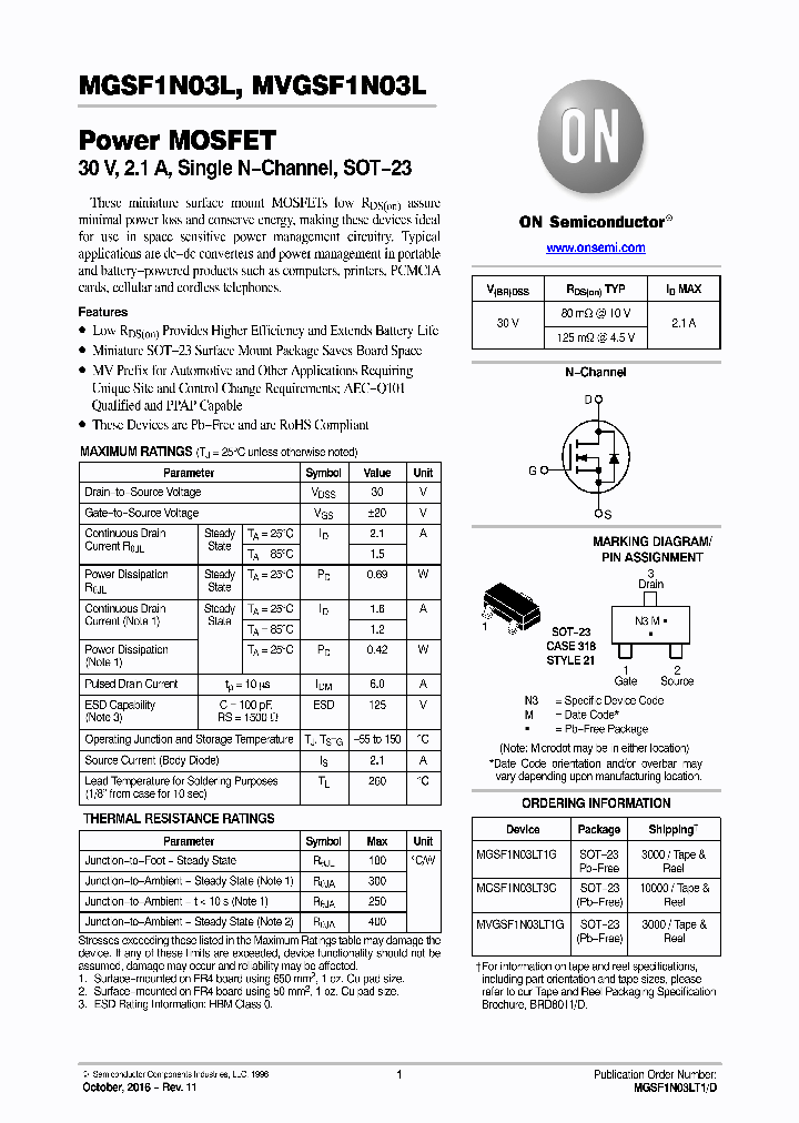 MGSF1N03L_9009727.PDF Datasheet