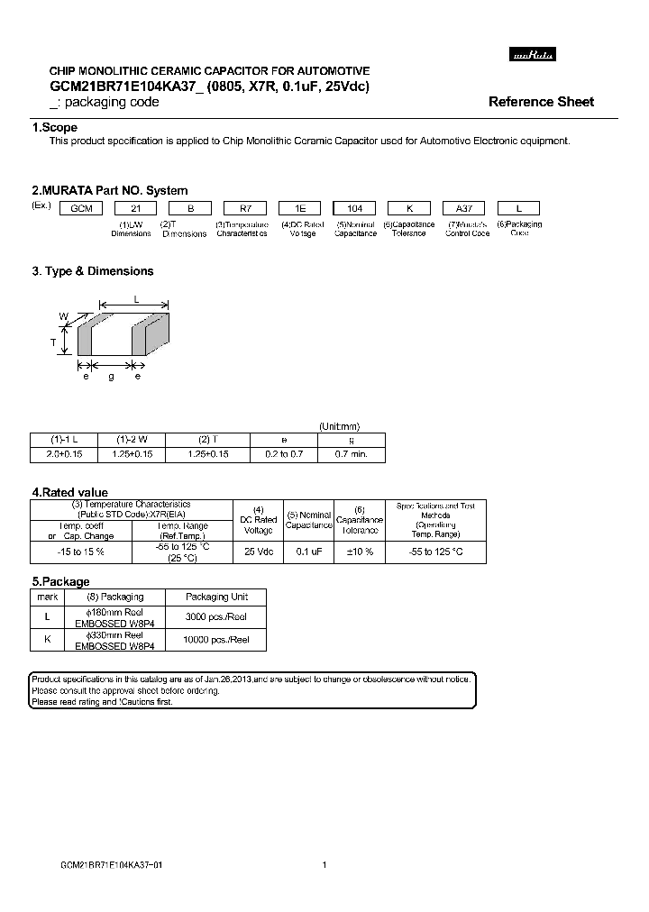 GCM21BR71E104KA37_9010649.PDF Datasheet