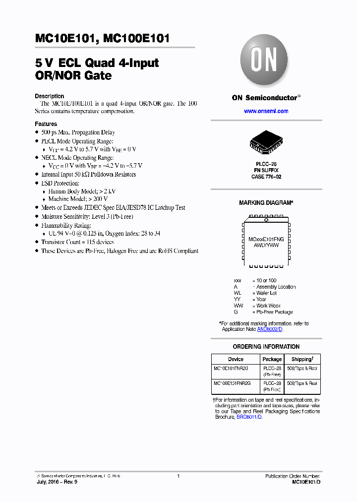 MC10E101_9016575.PDF Datasheet