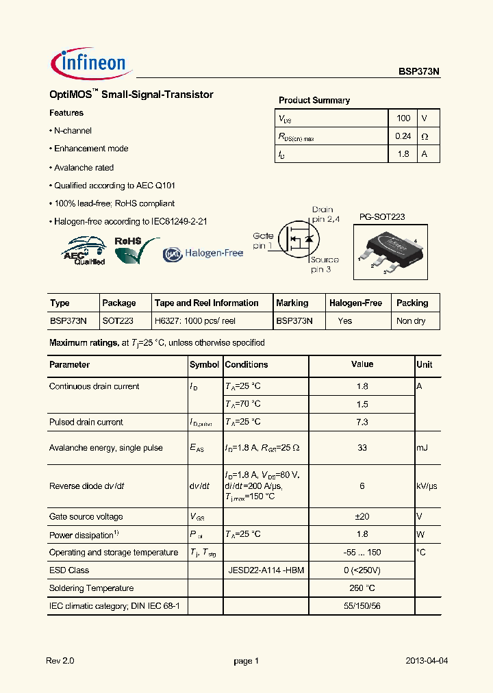BSP373N_9017080.PDF Datasheet