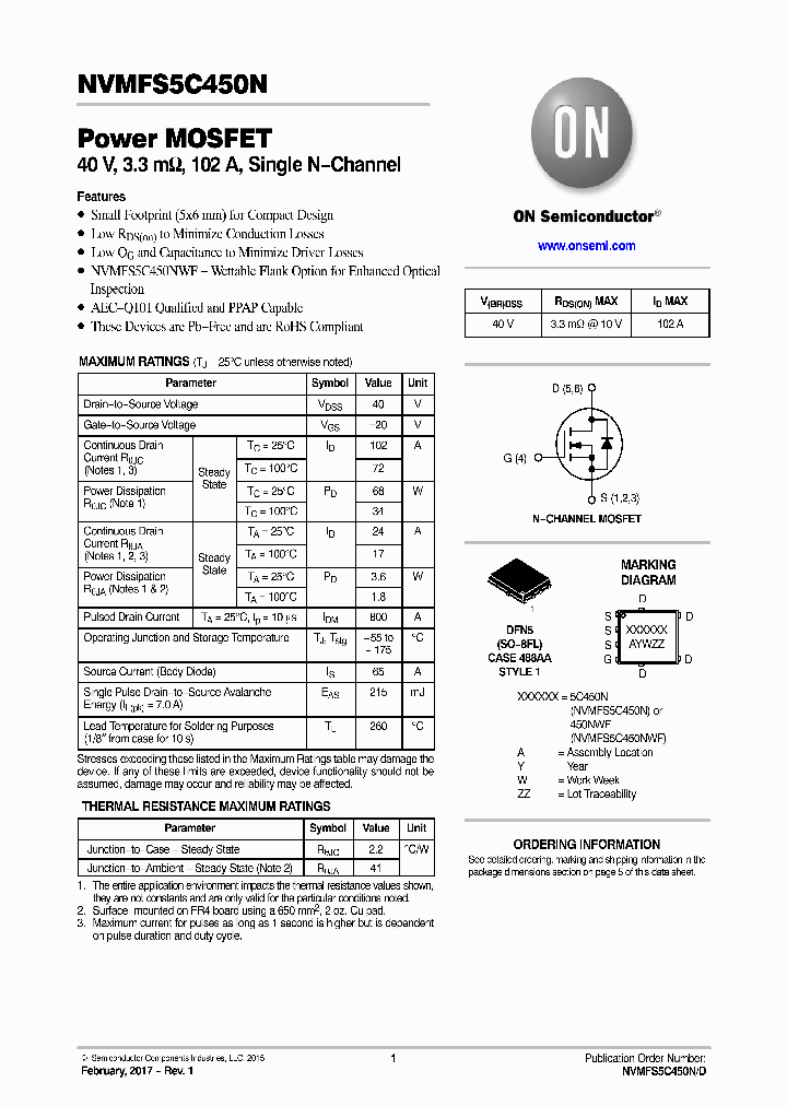 NVMFS5C450N_9017351.PDF Datasheet