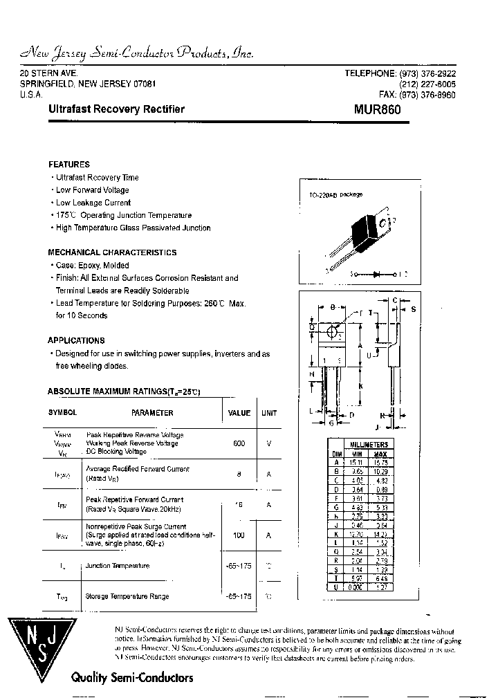 MUR860_9018261.PDF Datasheet