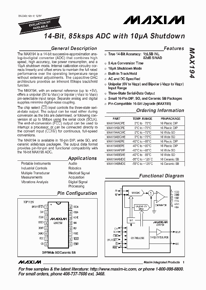 MAX194BEWE_9027908.PDF Datasheet