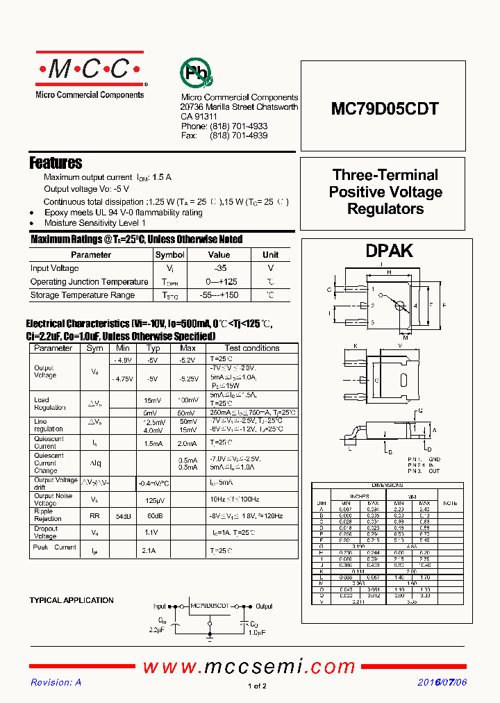 MC79D05CDT_9033027.PDF Datasheet