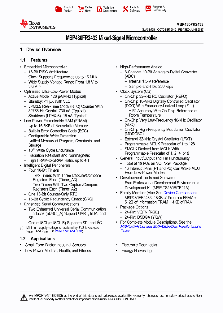 MSP430FR2433IRGE_9041849.PDF Datasheet