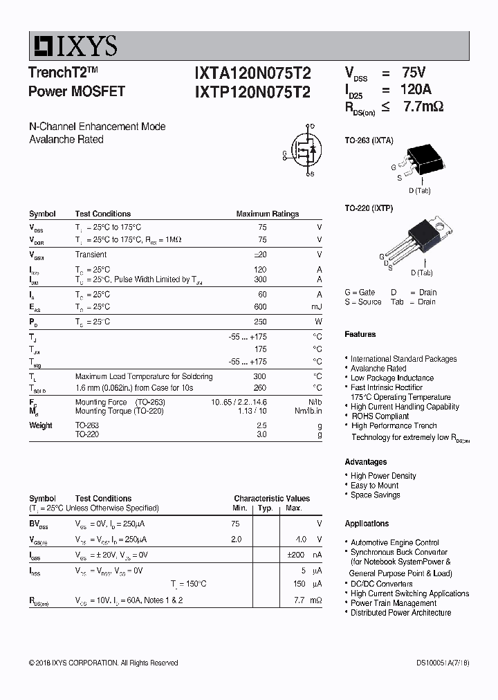 IXTA120N075T2_9043534.PDF Datasheet