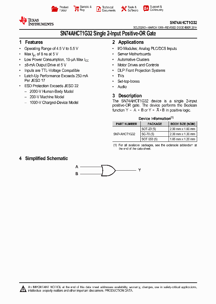 74AHCT1G32DCKRE4_9043968.PDF Datasheet