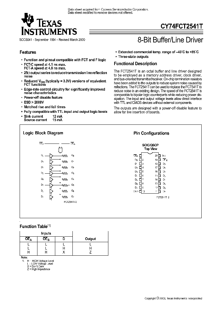 CY74FCT2541TQSOP_9044165.PDF Datasheet