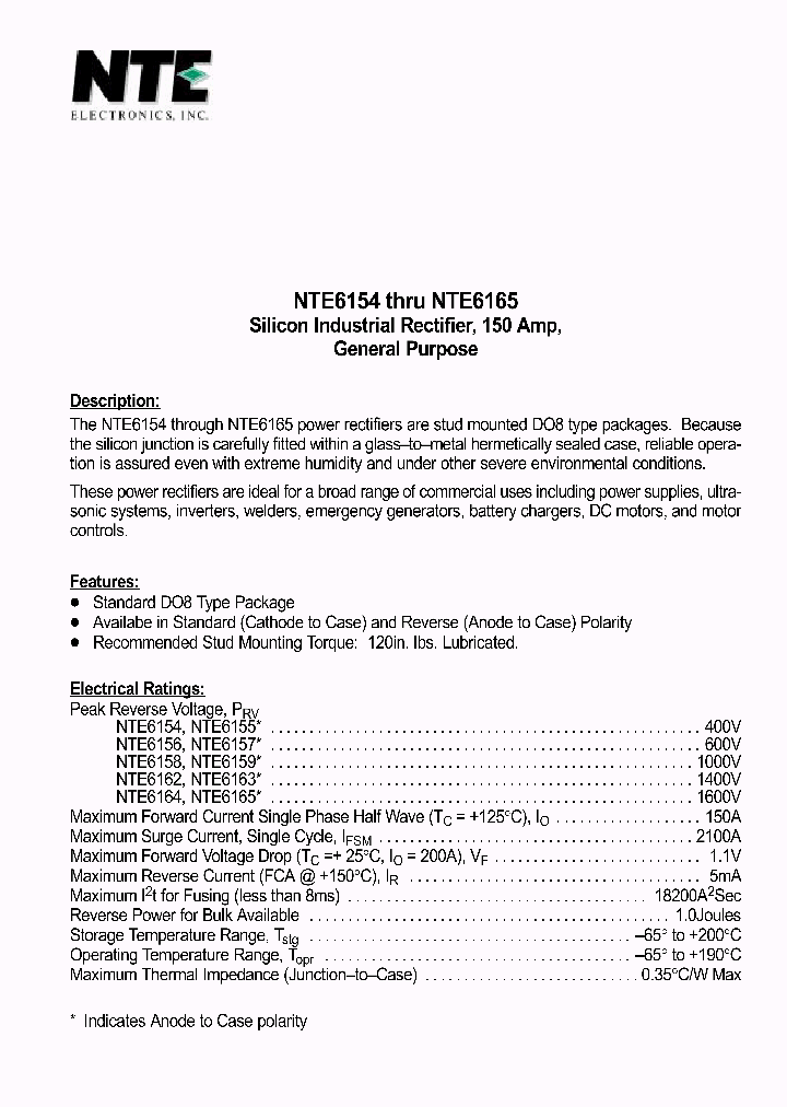 NTE6159_9044904.PDF Datasheet