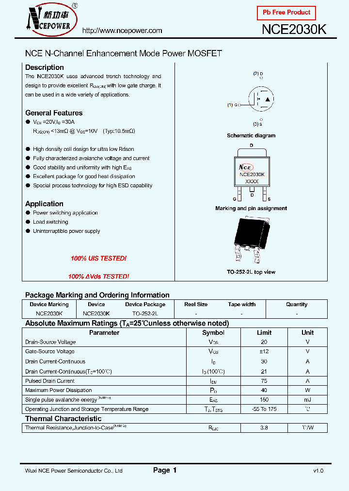 NCE2030K_9046664.PDF Datasheet