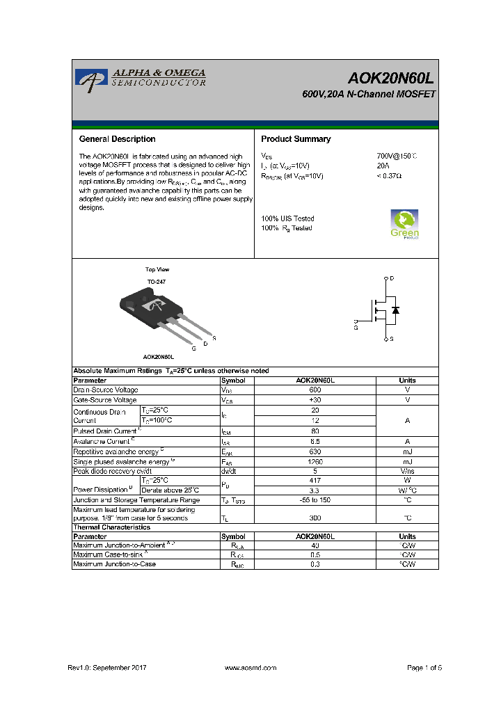 AOK20N60L_9049423.PDF Datasheet