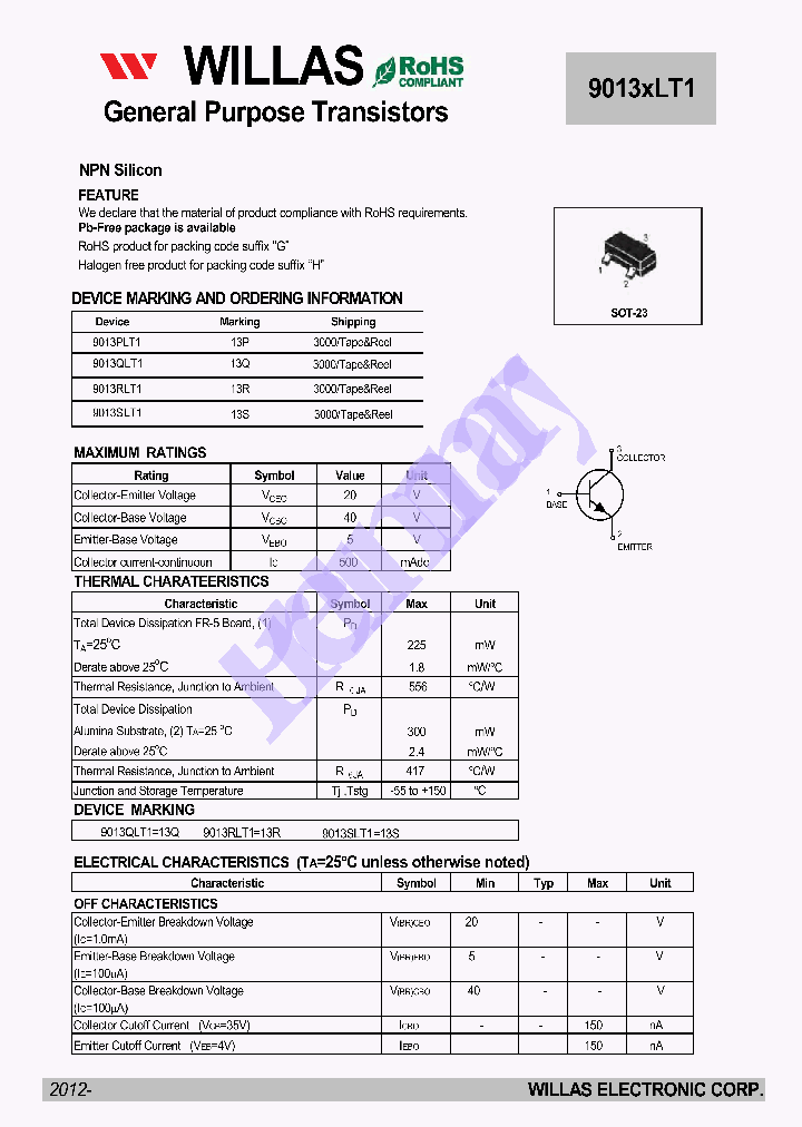 9013XLT1_9050616.PDF Datasheet