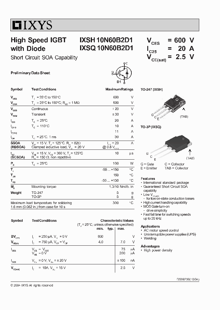 IXSH10N60B2D1_9051811.PDF Datasheet