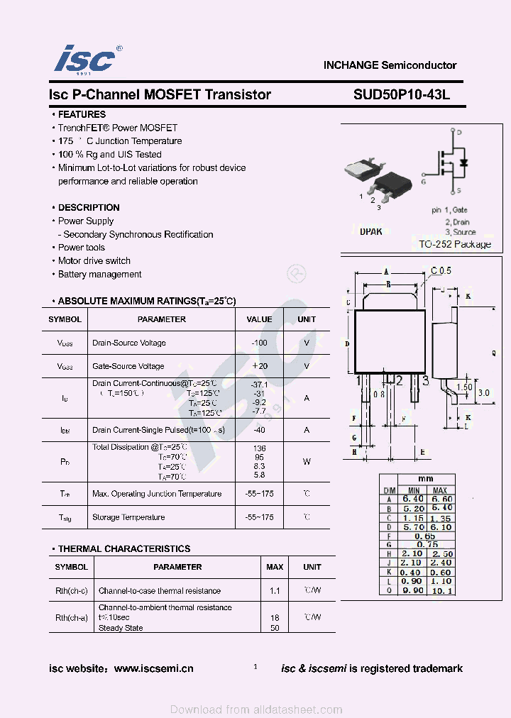 SUD50P10-43L_9054157.PDF Datasheet