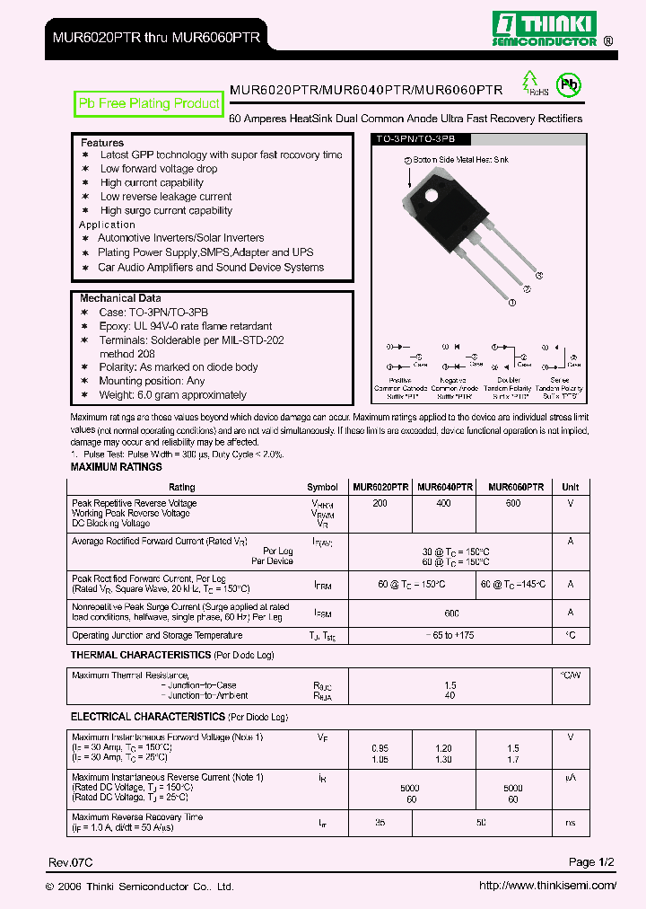 MUR6020PTR_9060893.PDF Datasheet