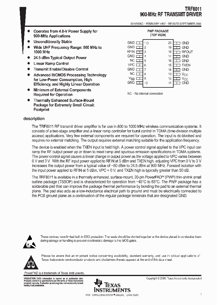 TRF8011PWPR_9068959.PDF Datasheet