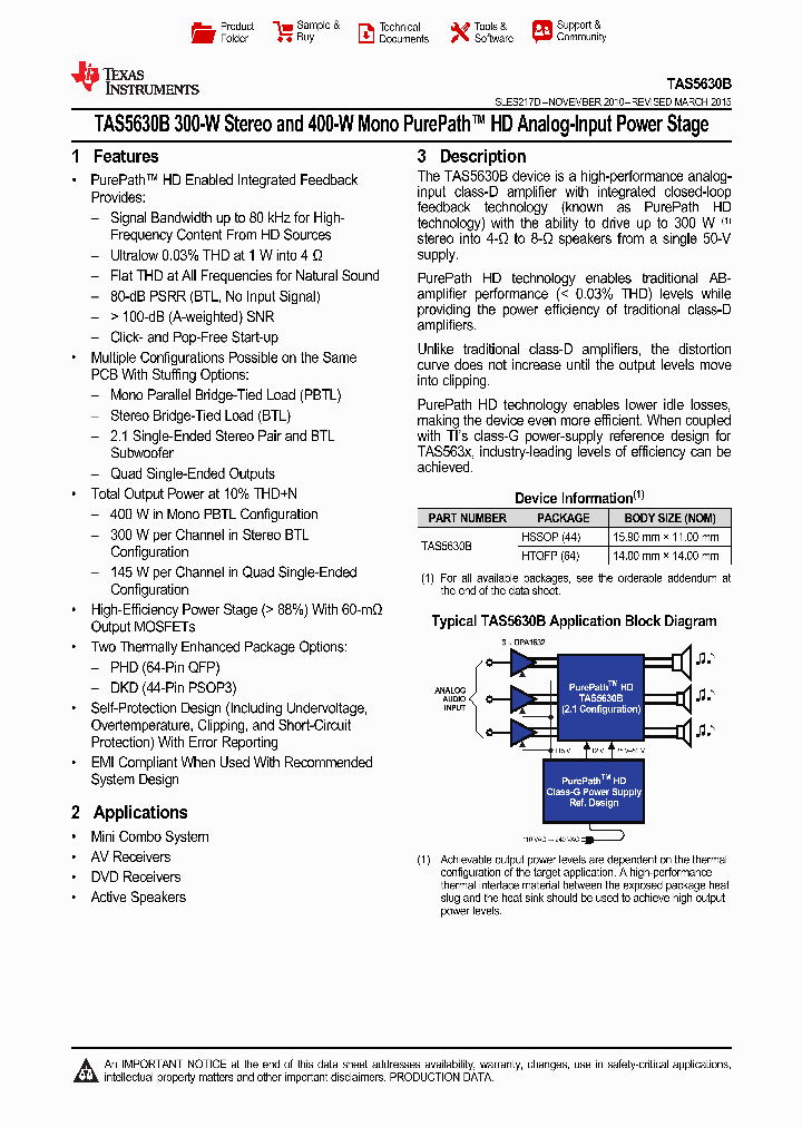 TAS5630B_9074327.PDF Datasheet