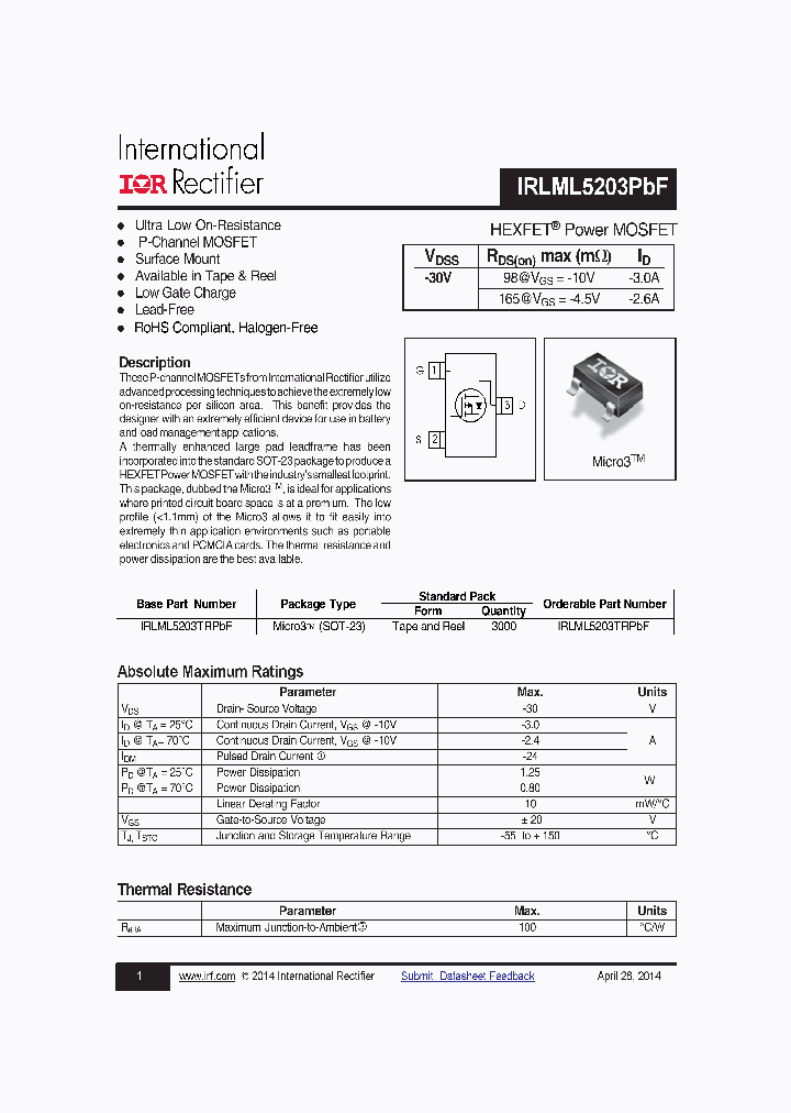 IRLML5203PBF_9077037.PDF Datasheet