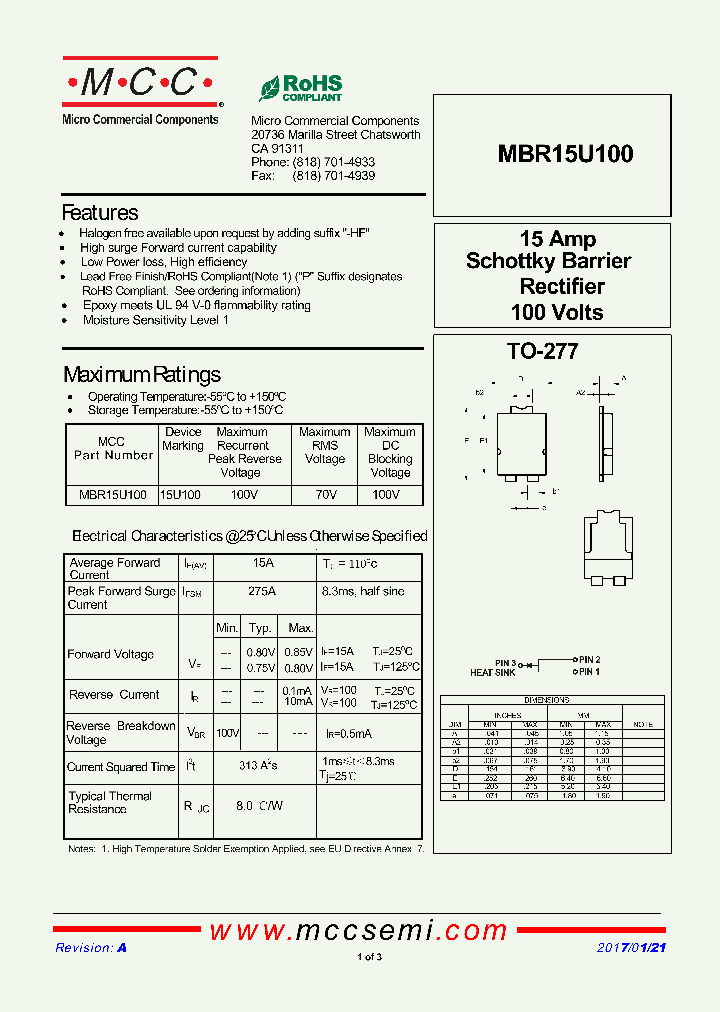 MBR15U100_9085654.PDF Datasheet