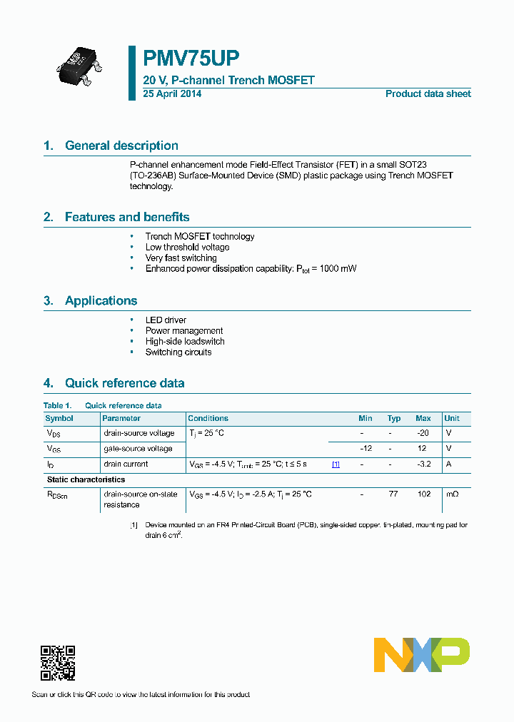 PMV75UP-15_9086721.PDF Datasheet