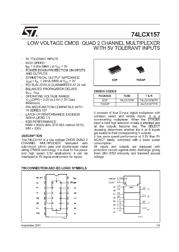 74LCX157MTR_9092301.PDF Datasheet