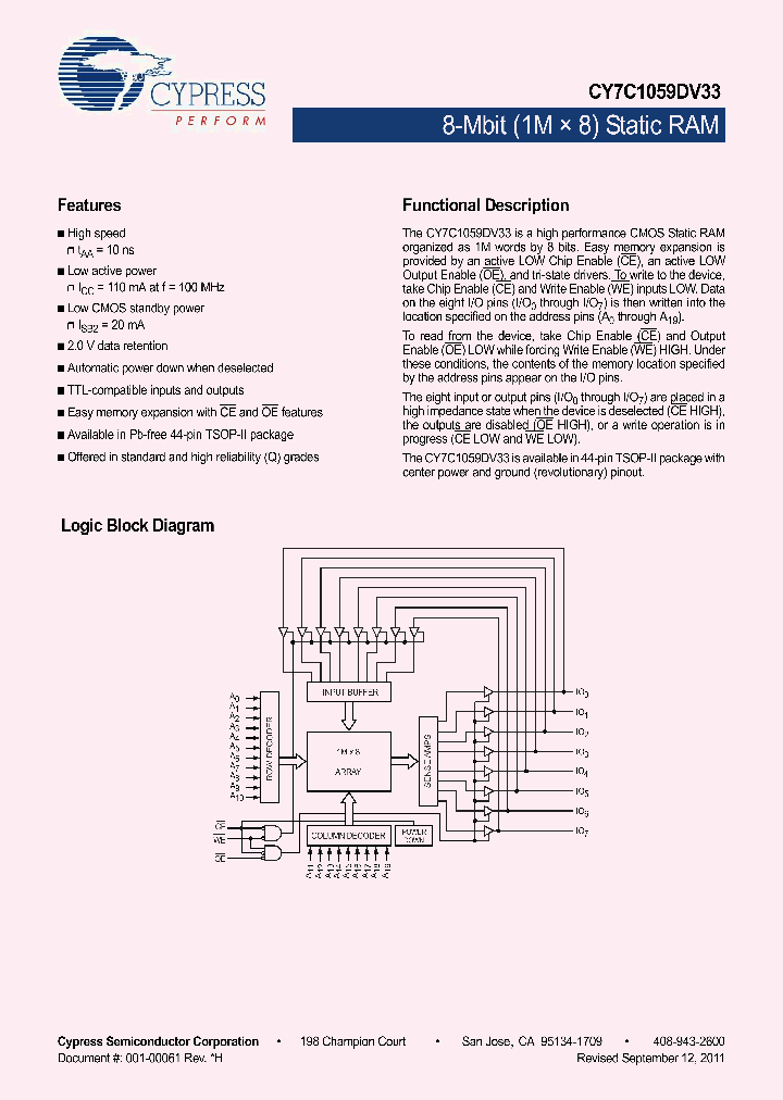 CY7C1059DV33-10ZSXIT_9094567.PDF Datasheet